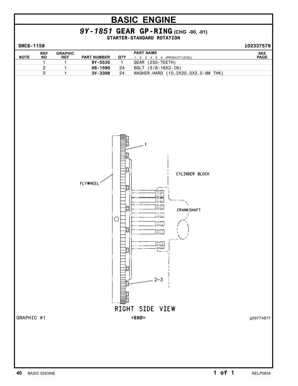 9Y-5535 - GEAR (255-TEETH)