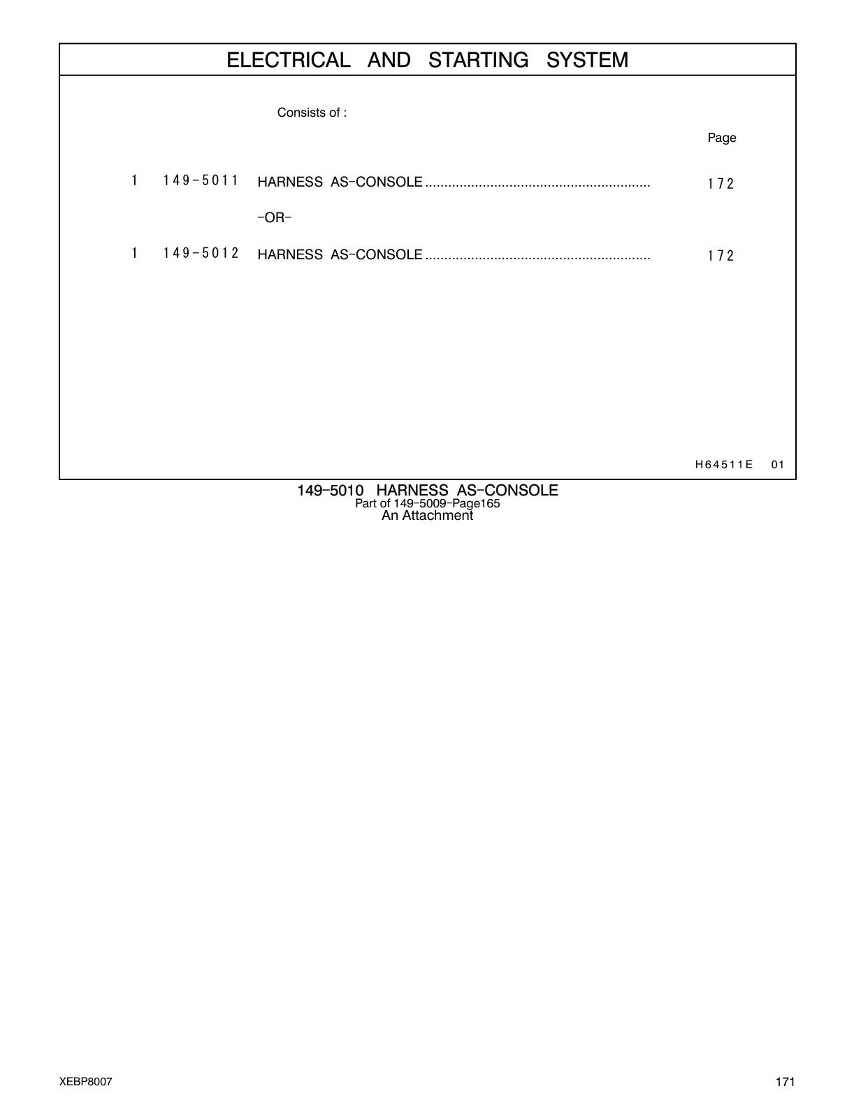 149-5012 - HARNESS AS-CONSOLE
