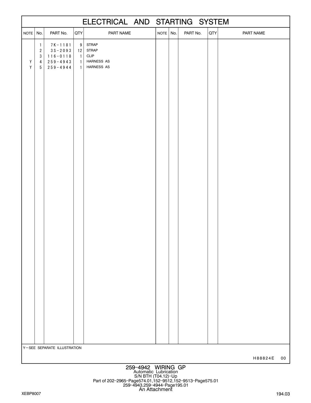 259-4943 HARNESS AS CAT parts manual diagram