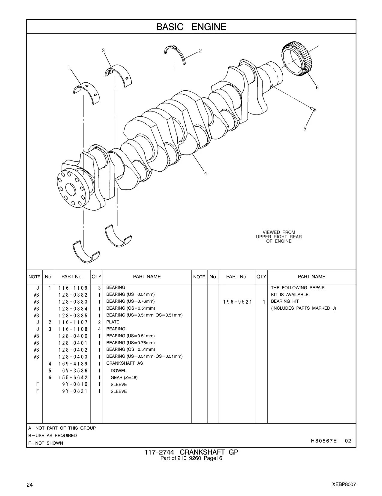 155-6642 GEAR (Z=48) CAT parts manual diagram