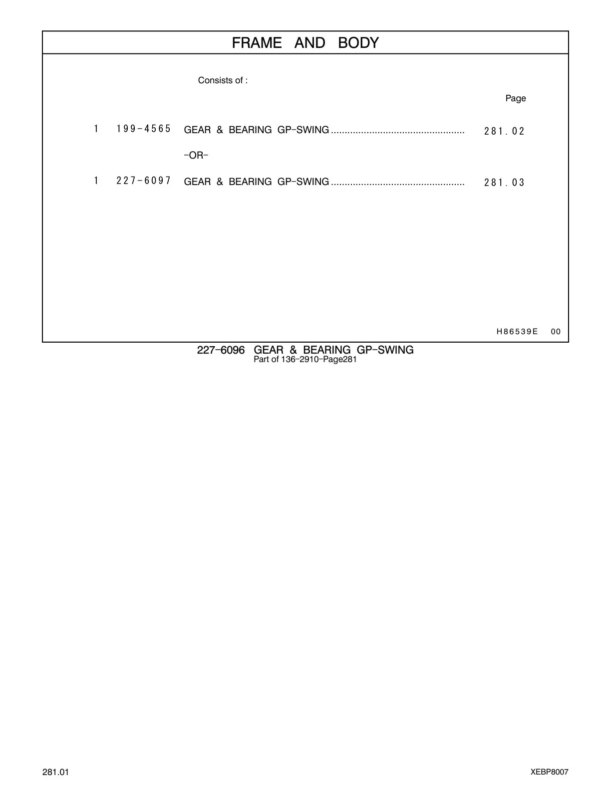 199-4565 - GEAR & BEARING GP-SWING