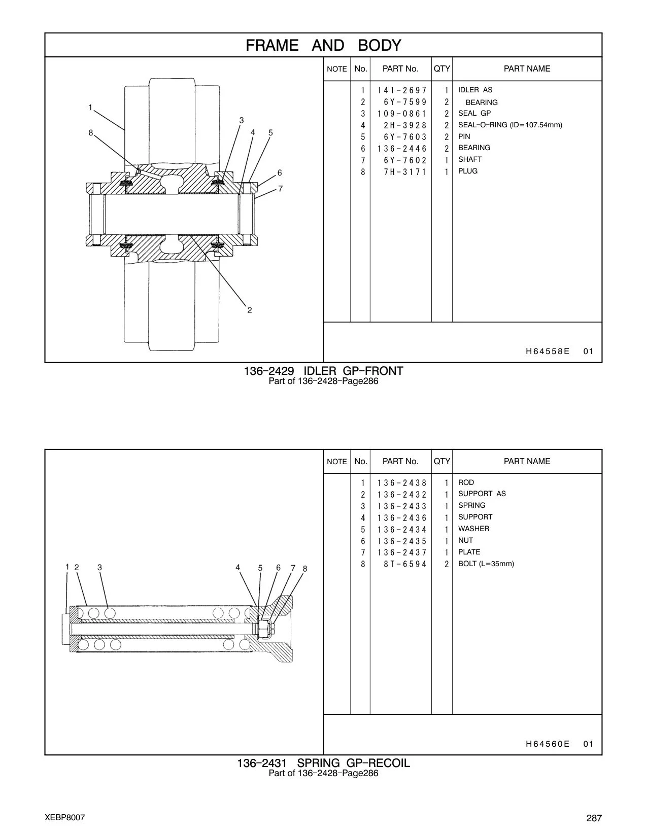 141-2697 IDLER AS CAT parts manual diagram