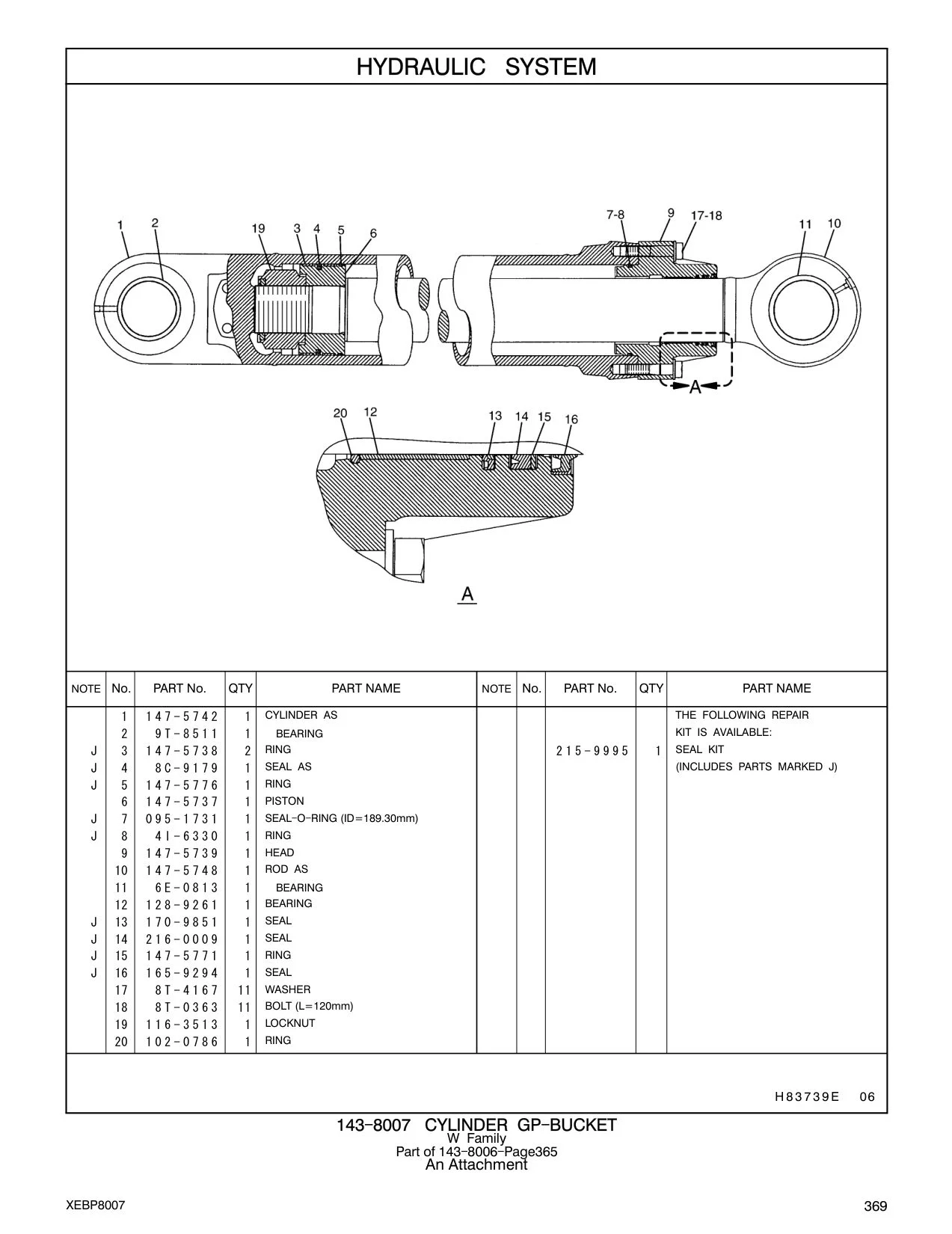 147-5742 CYLINDER AS THE FOLLOWING REPAIR CAT parts manual diagram