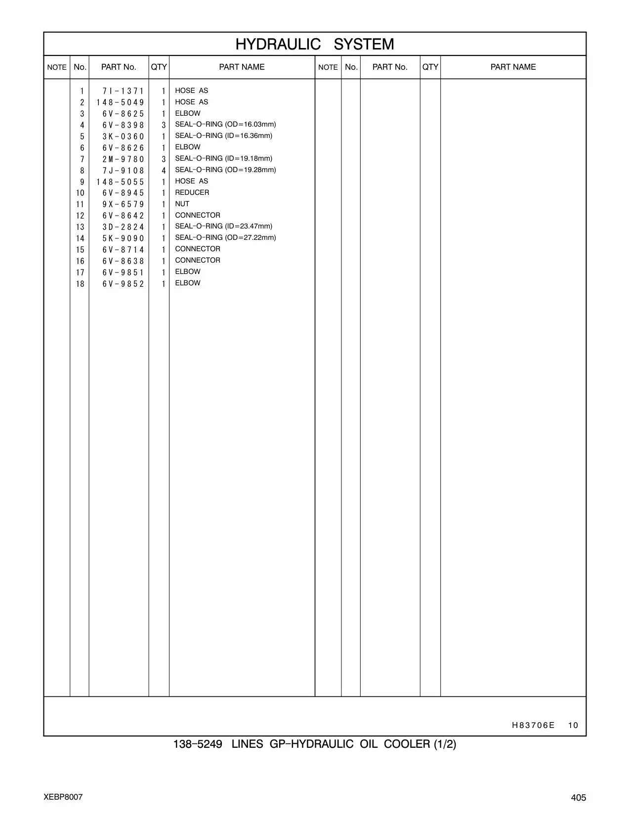 7I-1371 HOSE AS CAT parts manual diagram