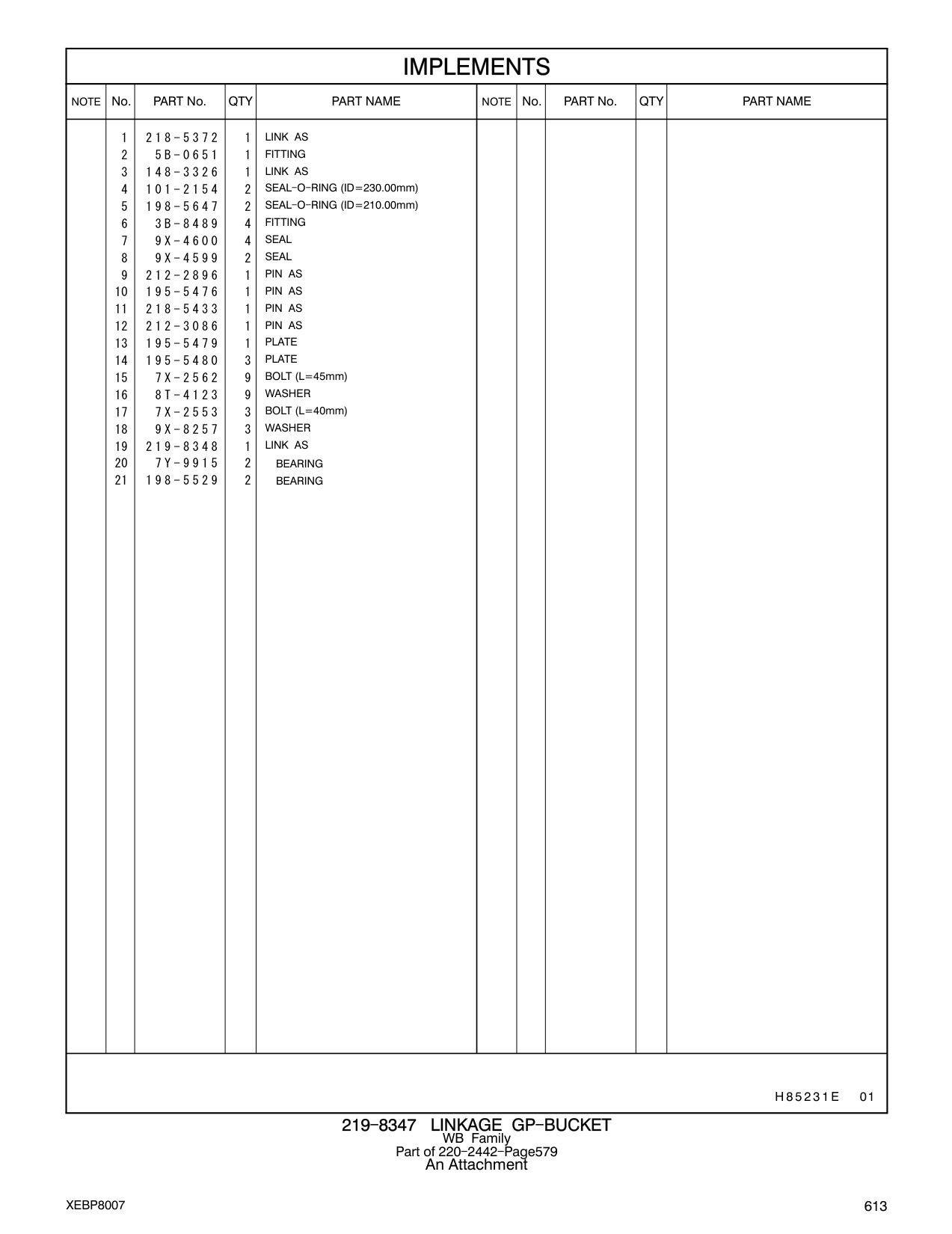 218-5433 PIN AS CAT parts manual diagram