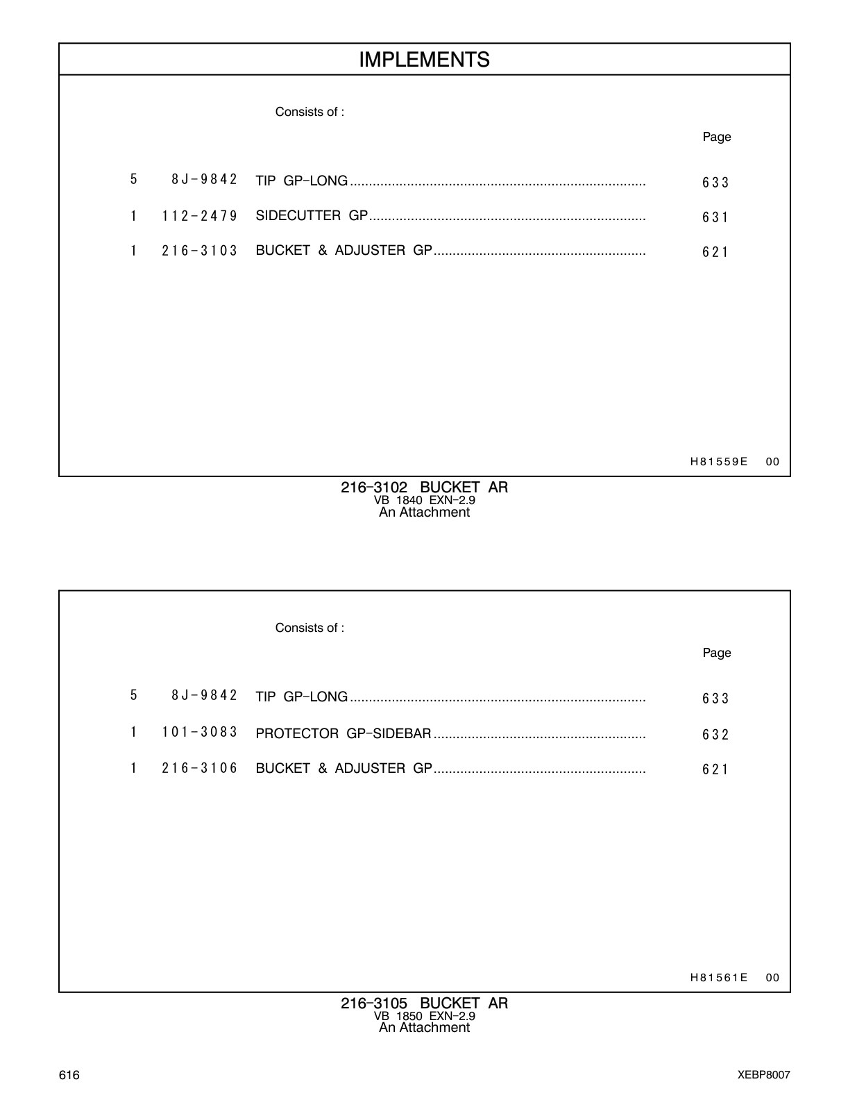 216-3106 - BUCKET & ADJUSTER GP