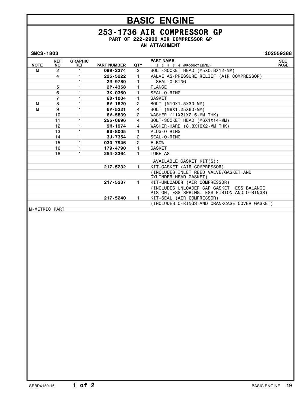 225-5222 VALVE AS-PRESSURE RELIEF (AIR COMPRESSOR) CAT parts manual diagram