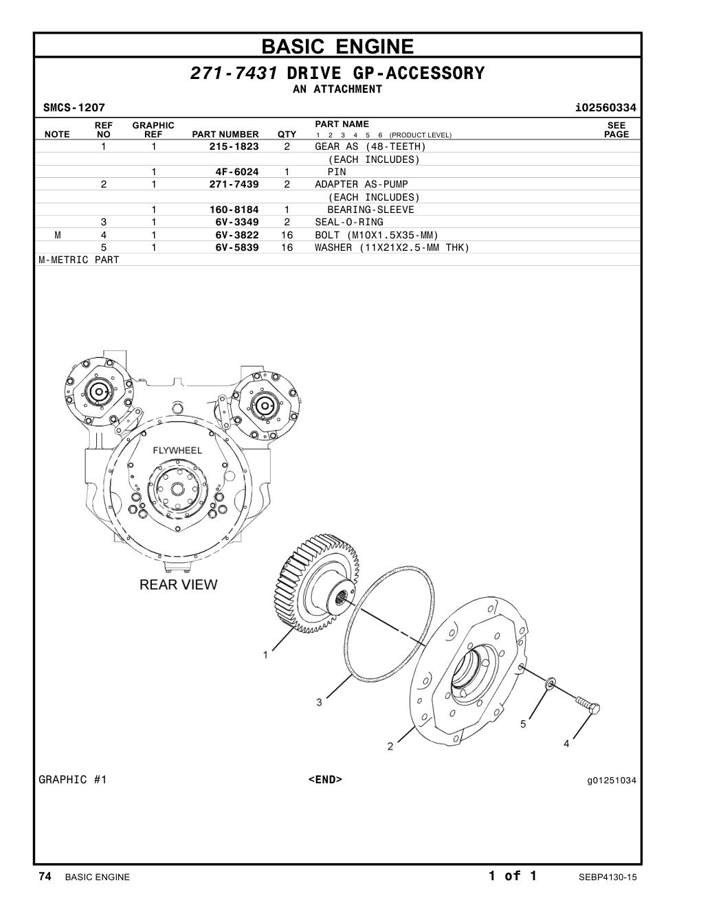 271-7439 ADAPTER AS-PUMP CAT parts manual diagram