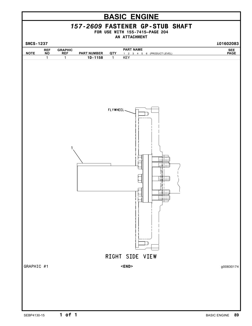 1D-1158 KEY CAT parts manual diagram
