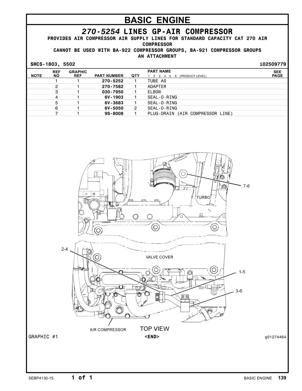 270-5252 TUBE AS CAT parts manual diagram