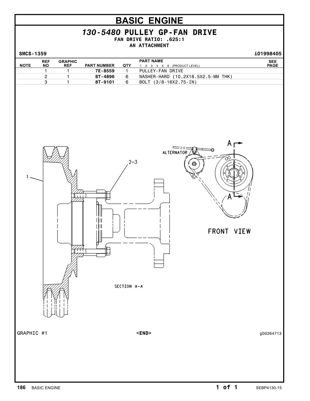 7E-8559 PULLEY-FAN DRIVE CAT parts manual diagram