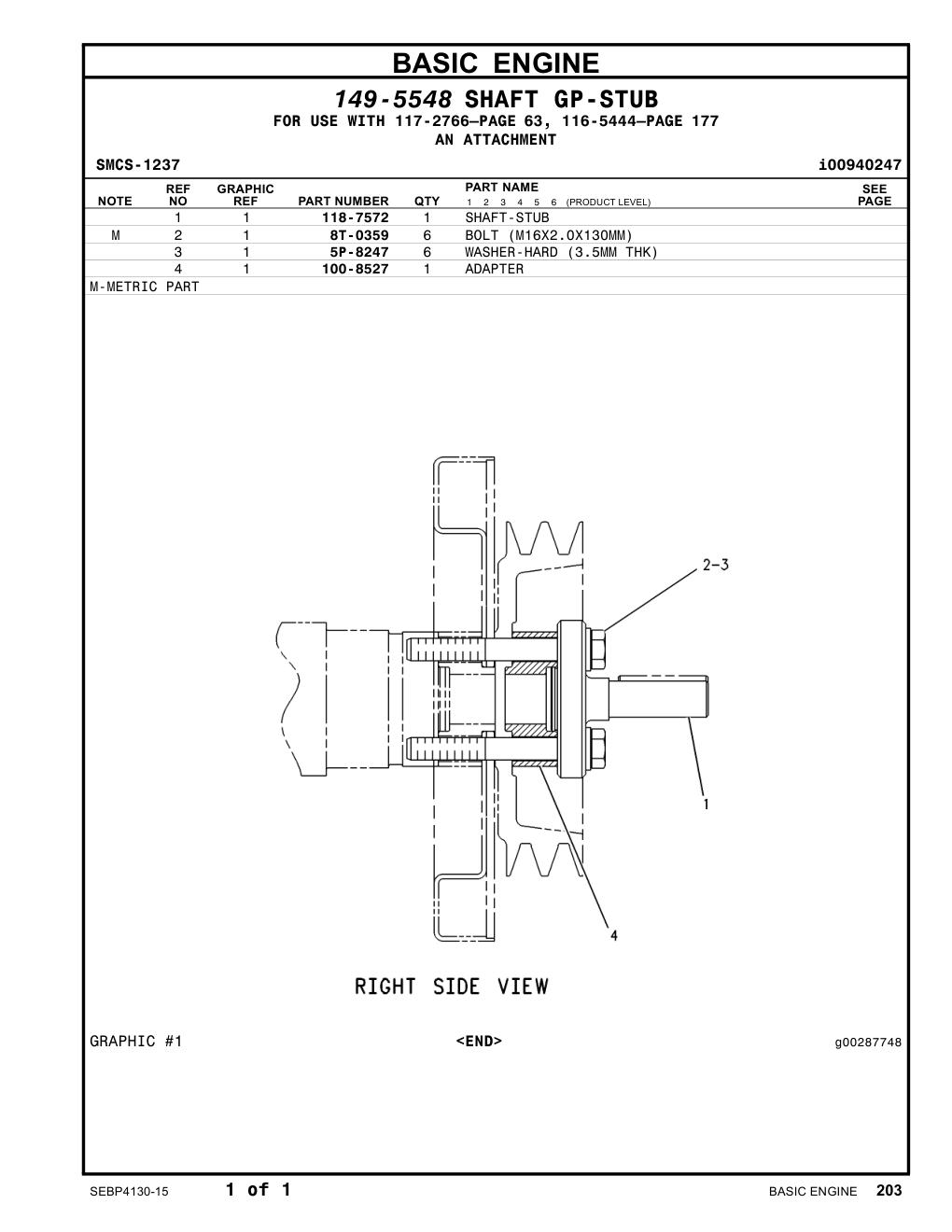 118-7572 SHAFT-STUB CAT parts manual diagram