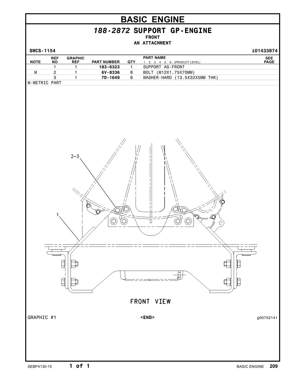 183-6323 SUPPORT AS-FRONT CAT parts manual diagram