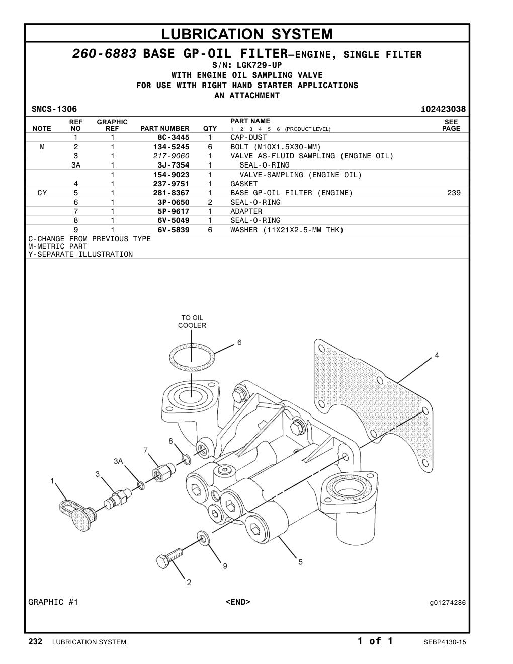 281-8367 - BASE GP-OIL FILTER (ENGINE)