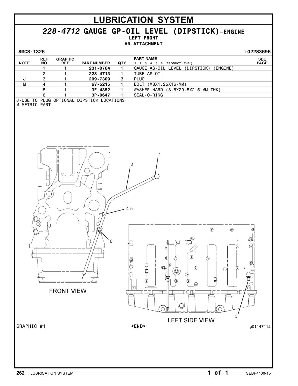 231-0764 GAUGE AS-OIL LEVEL (DIPSTICK) (ENGINE) CAT parts manual diagram
