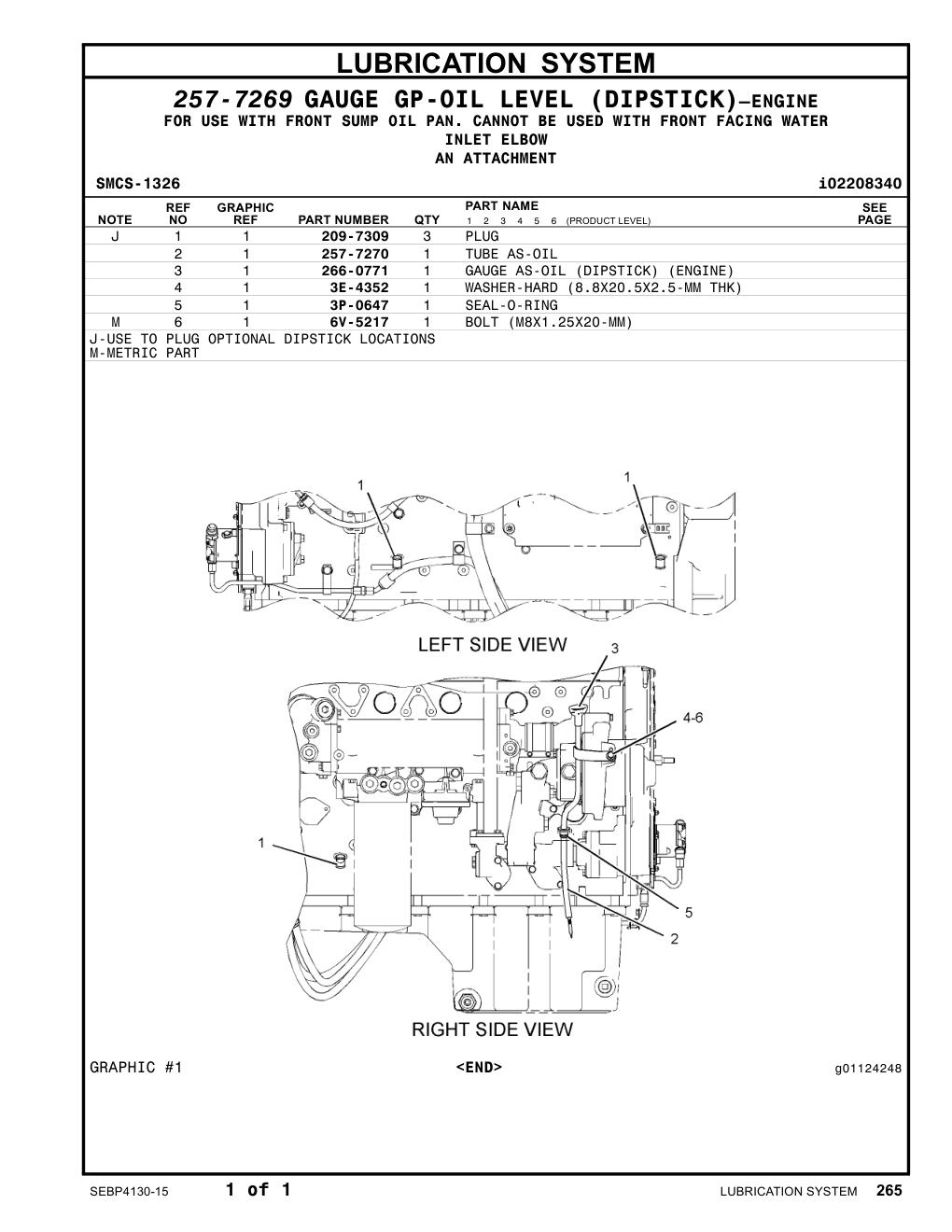 257-7270 TUBE AS-OIL CAT parts manual diagram