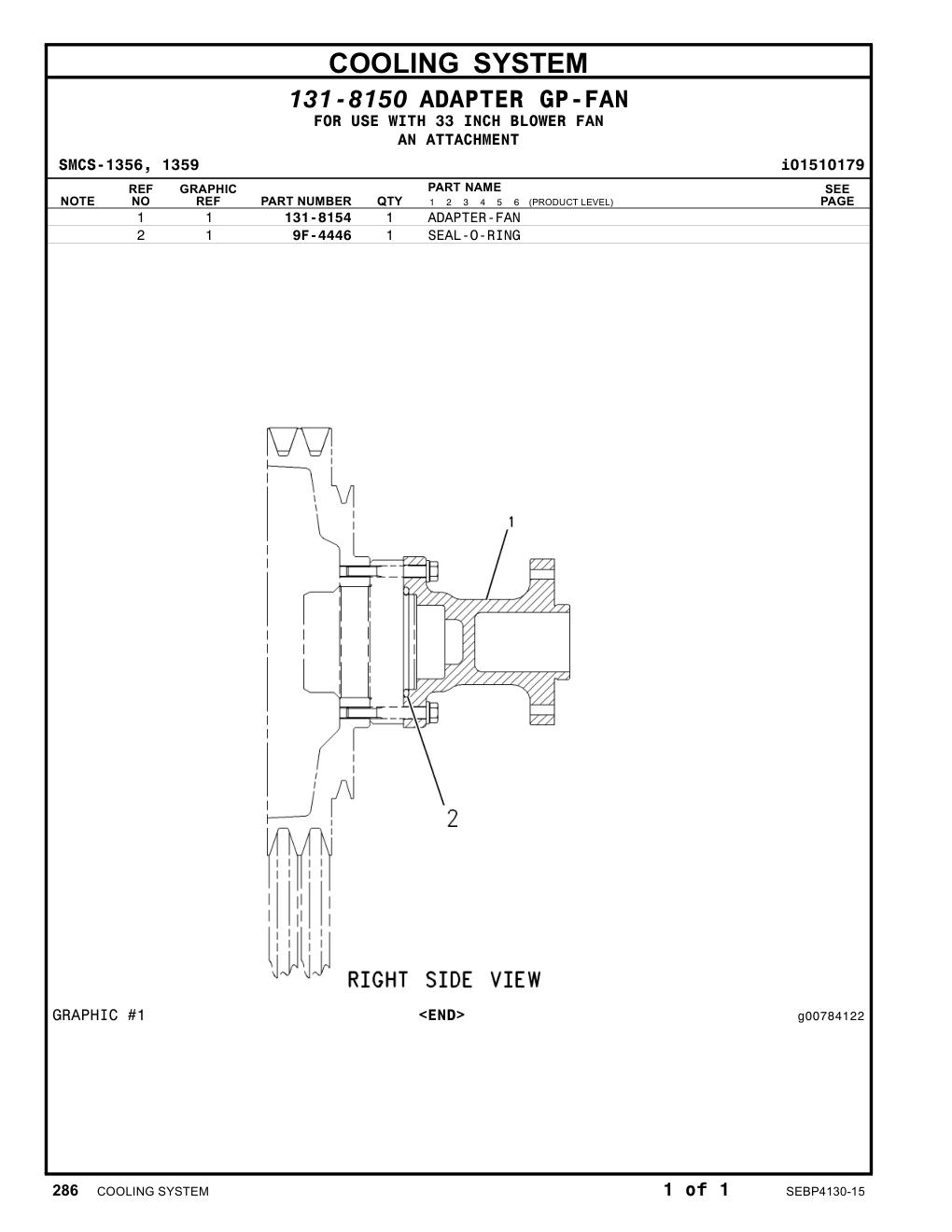 131-8154 ADAPTER-FAN CAT parts manual diagram