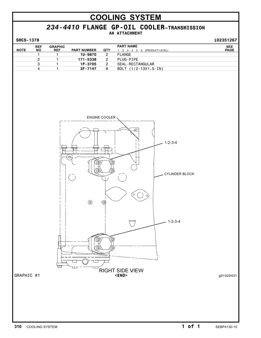 1U-9870 FLANGE CAT parts manual diagram