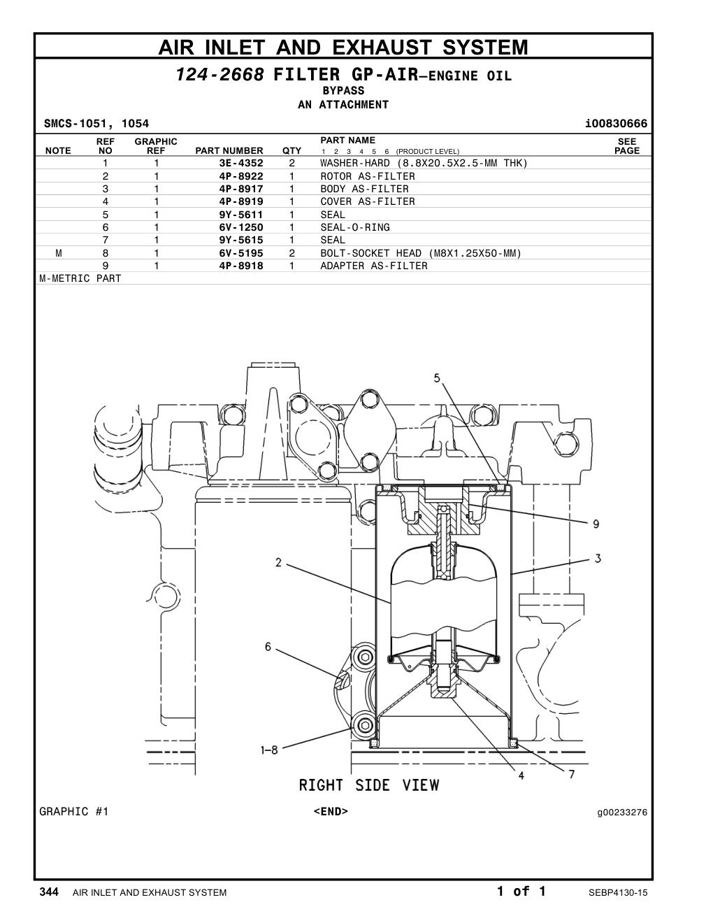 4P-8919 COVER AS-FILTER CAT parts manual diagram
