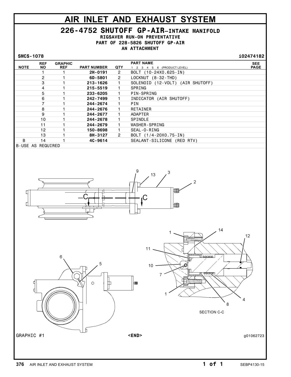 233-6205 PIN-SPRING CAT parts manual diagram