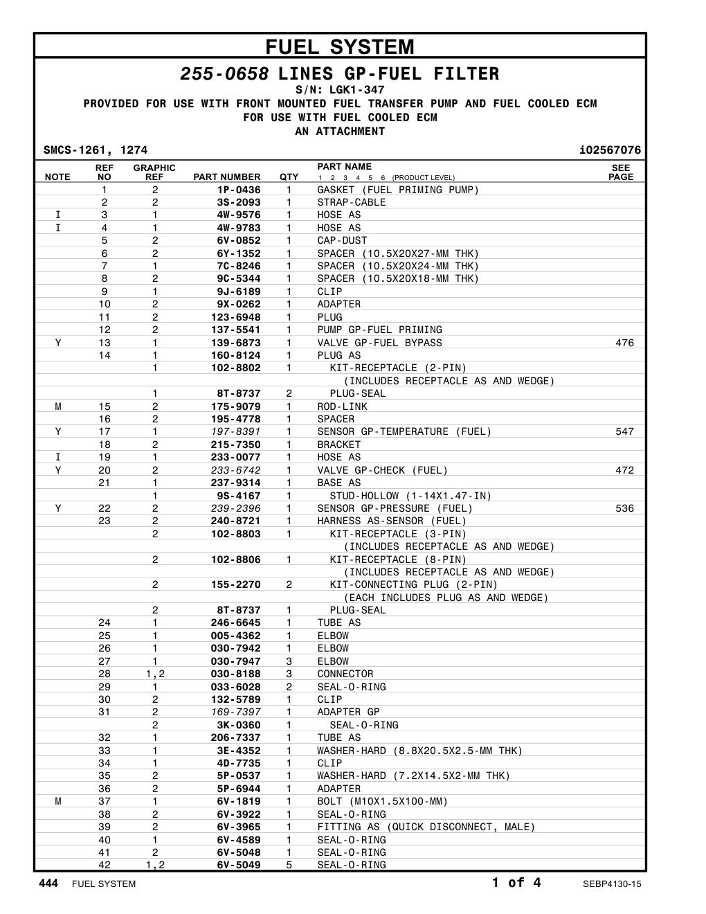 246-6645 TUBE AS · S/N LGK1-347 CAT parts manual diagram
