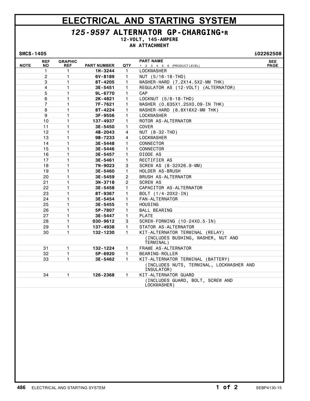 137-4938 STATOR AS-ALTERNATOR CAT parts manual diagram