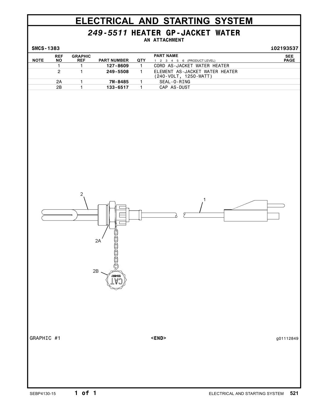 127-8609 - CORD AS-JACKET WATER HEATER