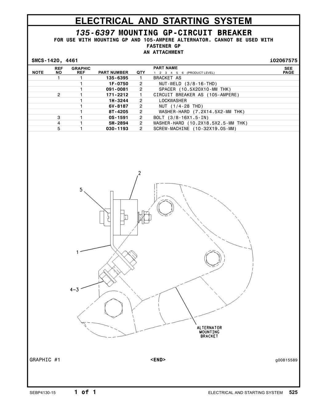 135-6395 BRACKET AS CAT parts manual diagram