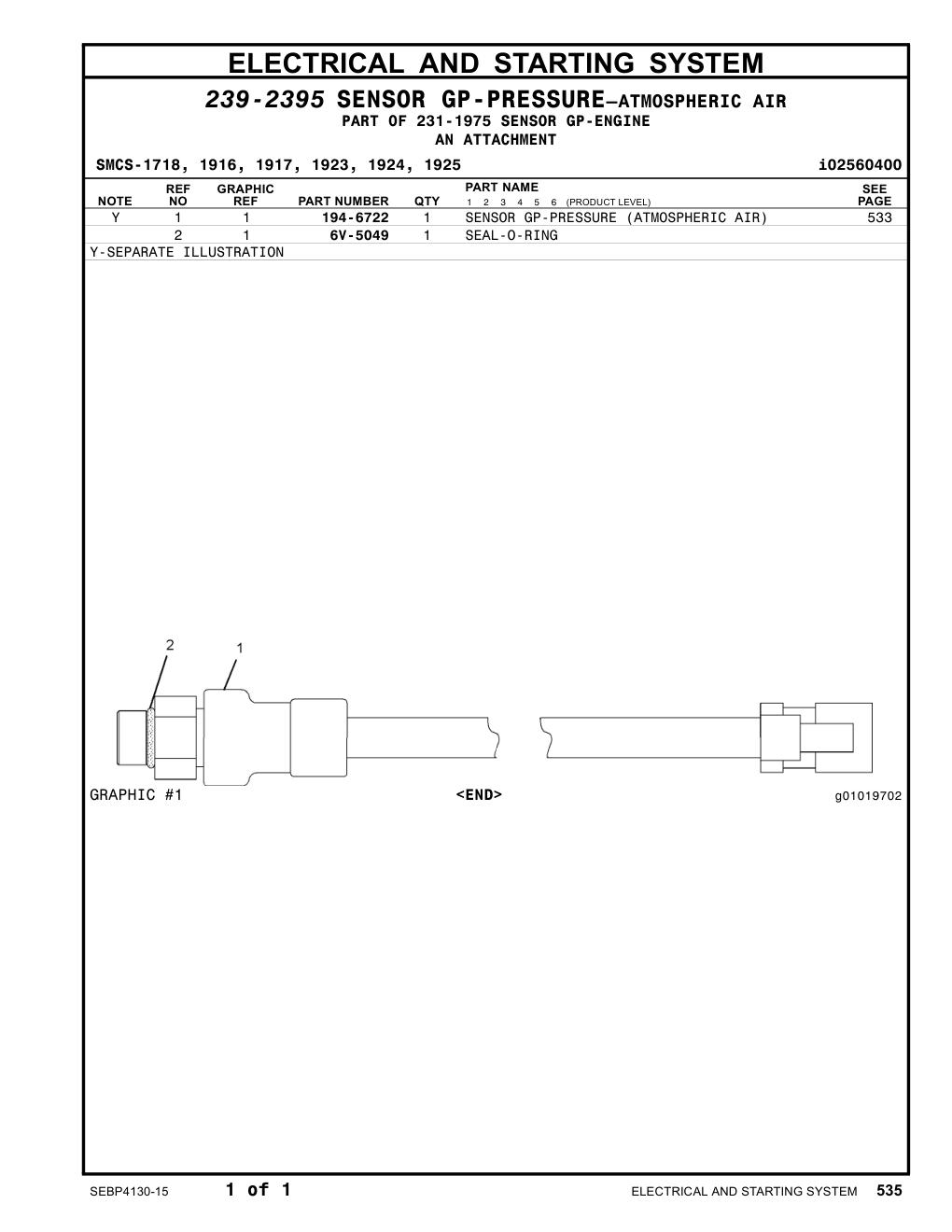 194-6722 - SENSORGP-PRESSURE