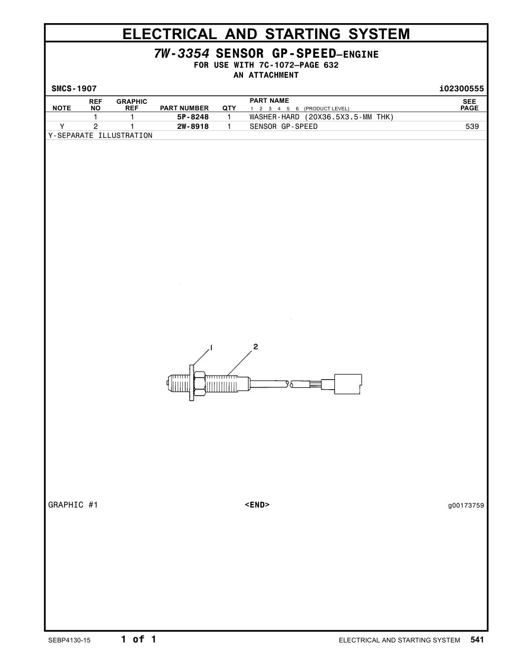 2W-8918 SENSOR GP-SPEED CAT parts manual diagram