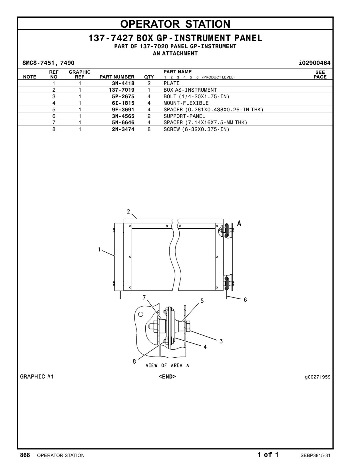 137-7019 BOXAS-INSTRUMENT CAT parts manual diagram