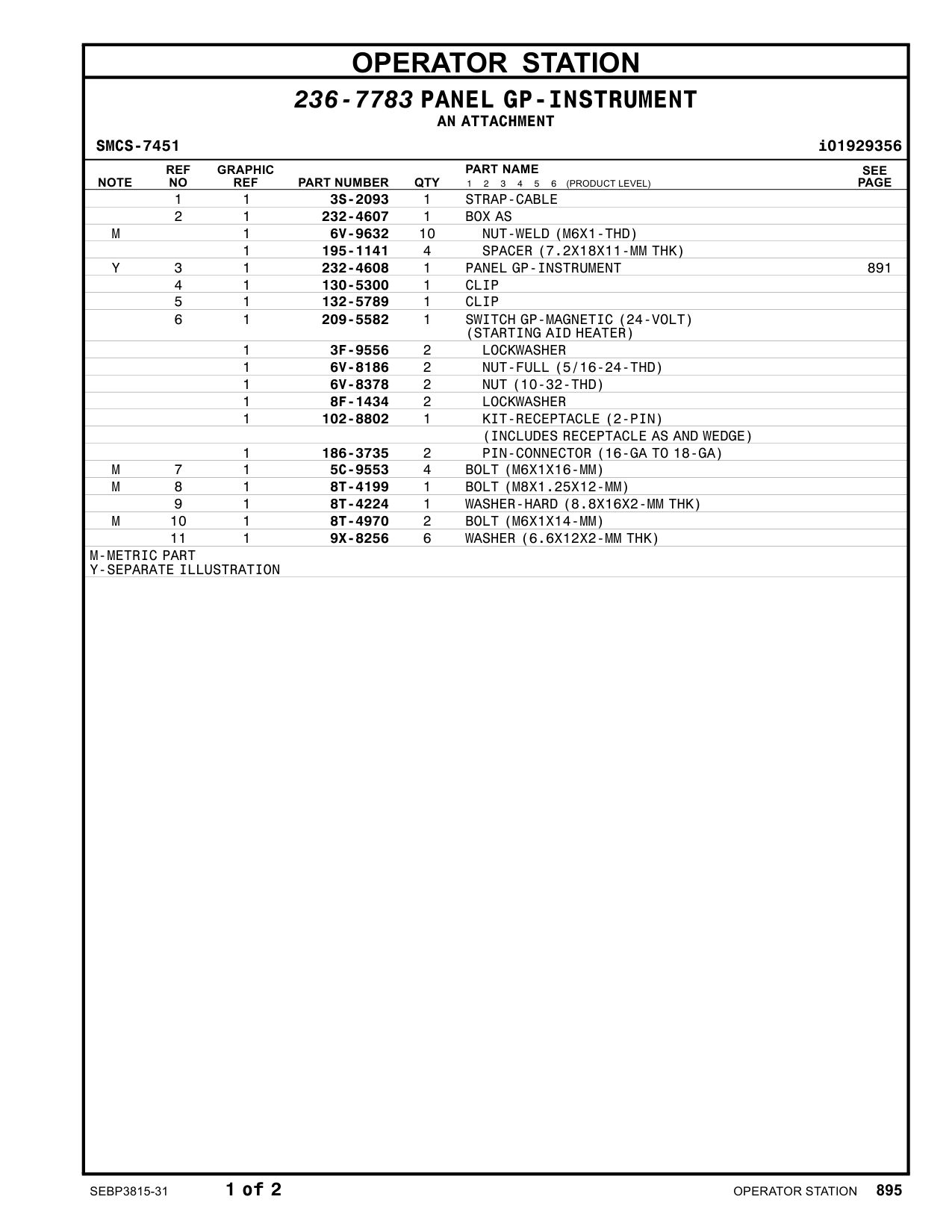 232-4607 BOX AS CAT parts manual diagram