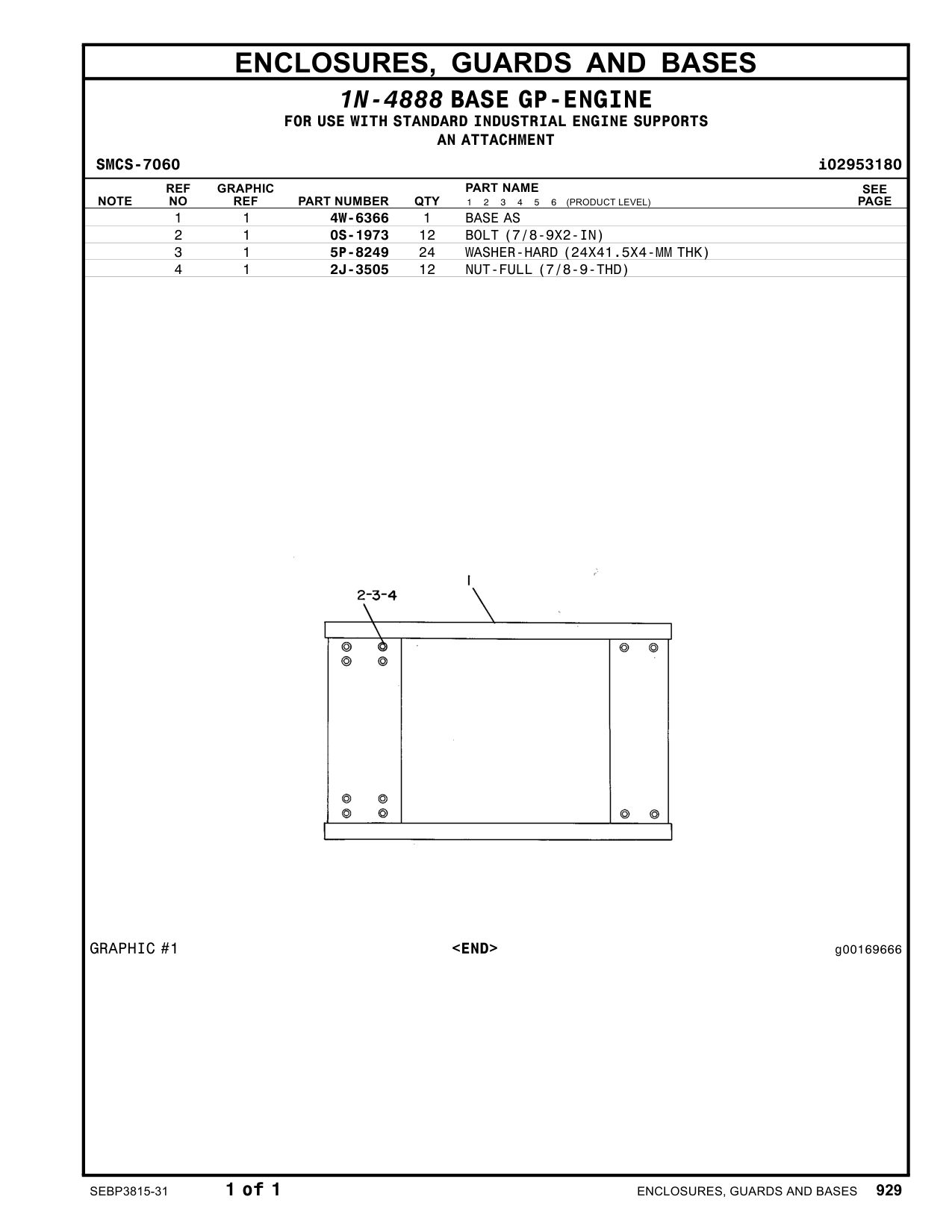 0S-1973 BOLT (7/8-9X2IN) CAT parts manual diagram