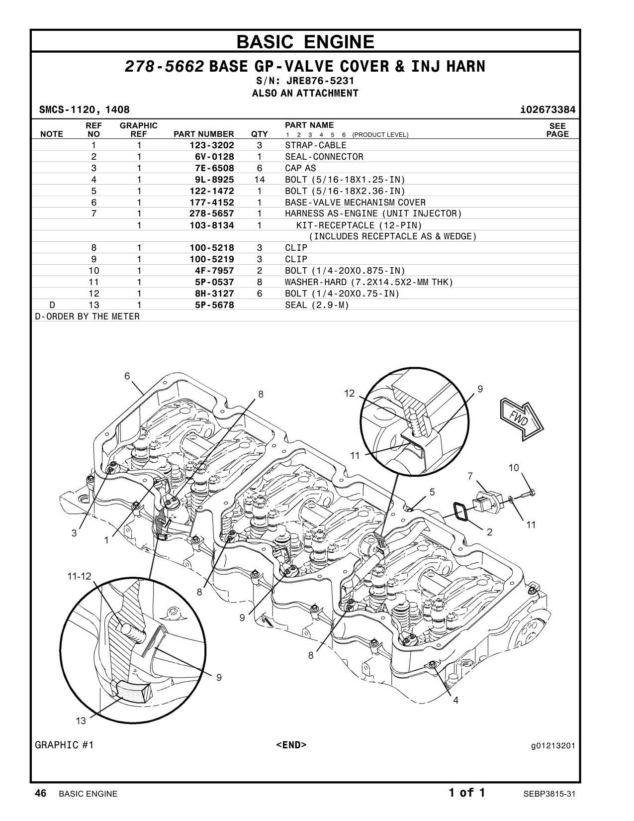 103-8134 KIT-RECEPTACLE (12-PIN) · S/N JRE876-5231 CAT parts manual diagram