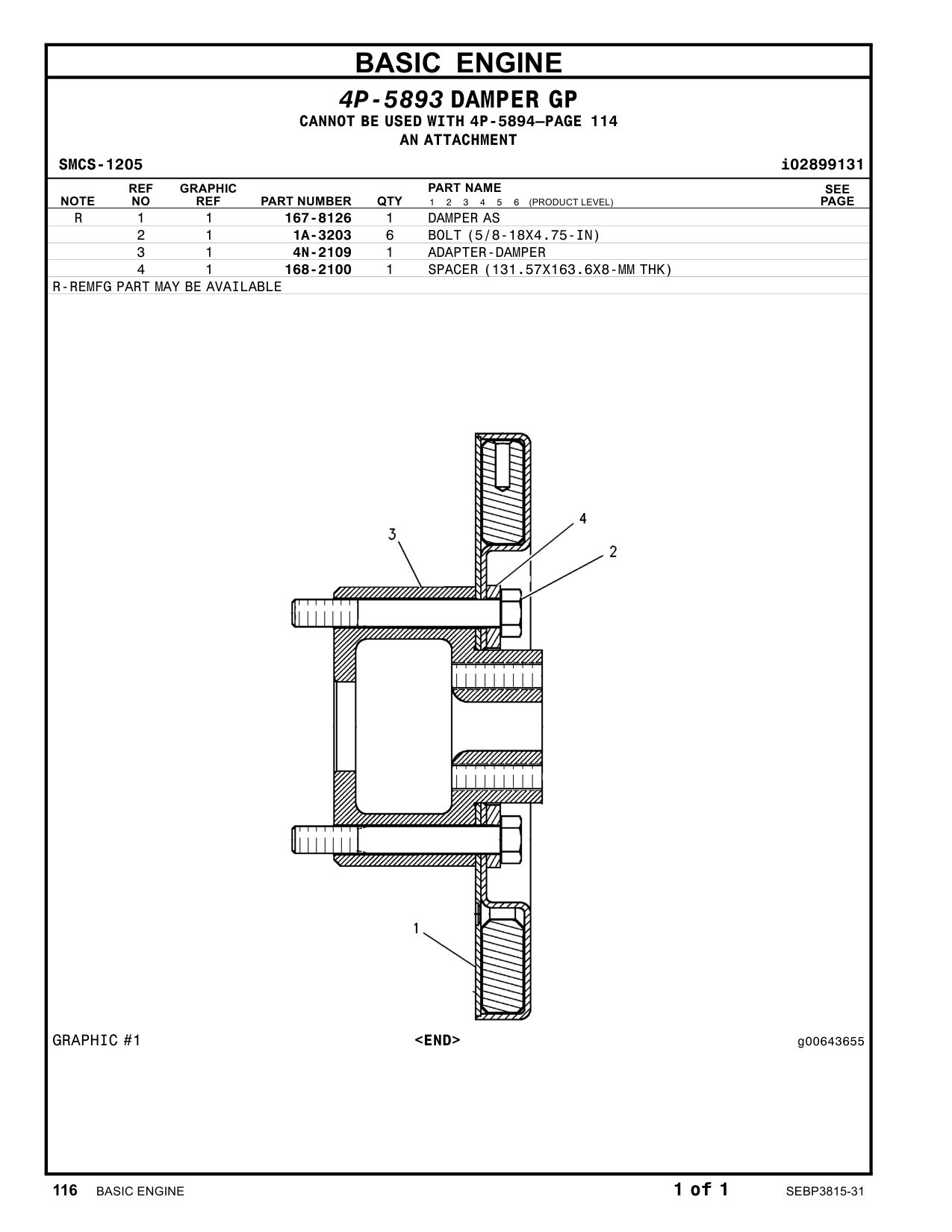 4N-2109 ADAPTER-DAMPER CAT parts manual diagram