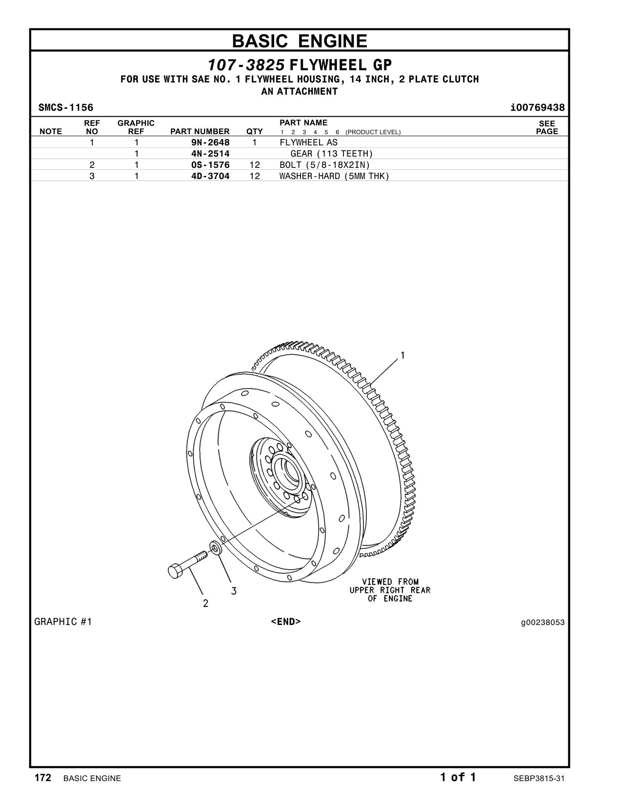 9N-2648 FLYWHEEL AS CAT parts manual diagram