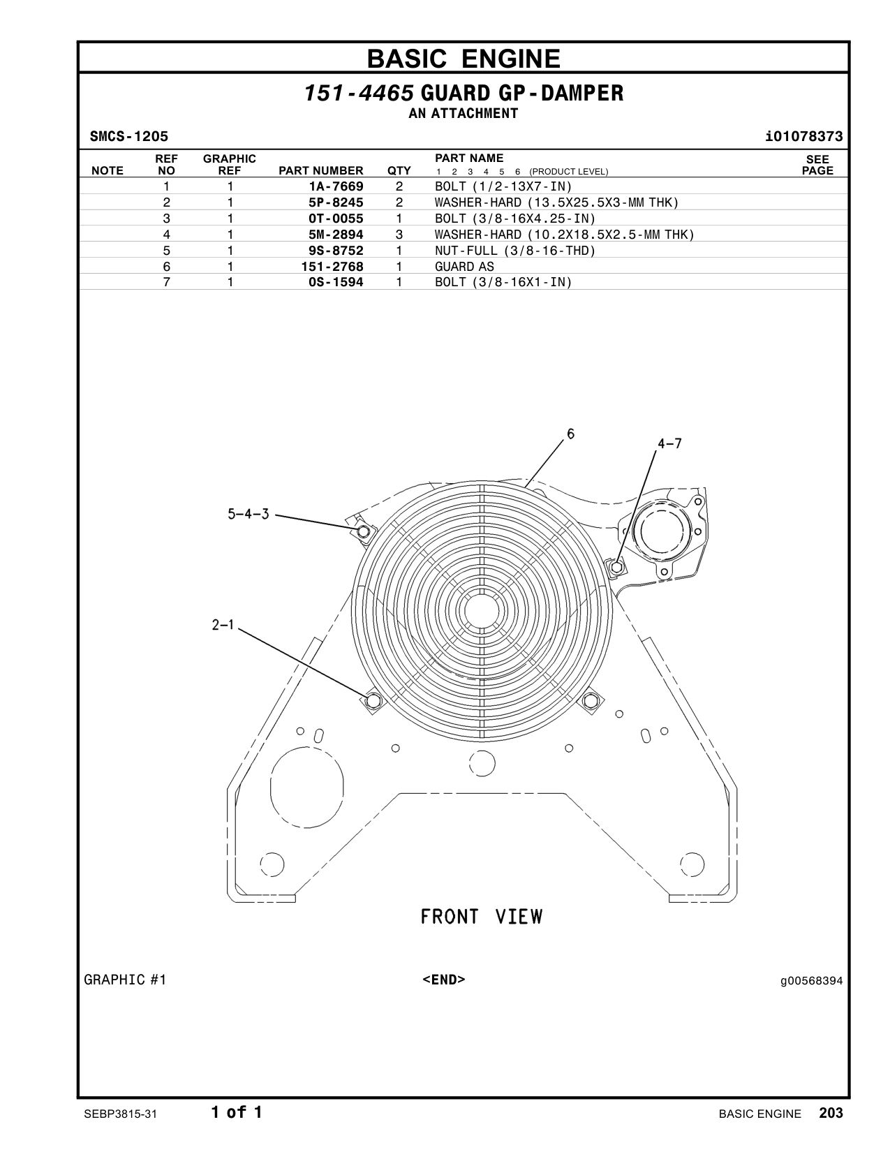 151-2768 GUARD AS CAT parts manual diagram