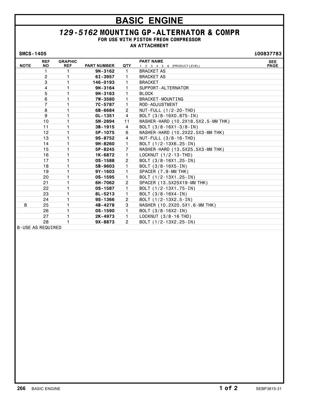 6I-3957 BRACKET AS CAT parts manual diagram