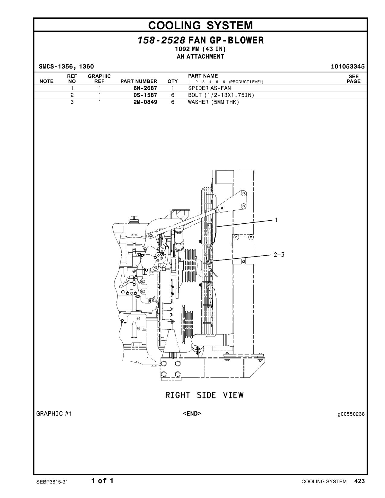 6N-2687 SPIDER AS-FAN CAT parts manual diagram
