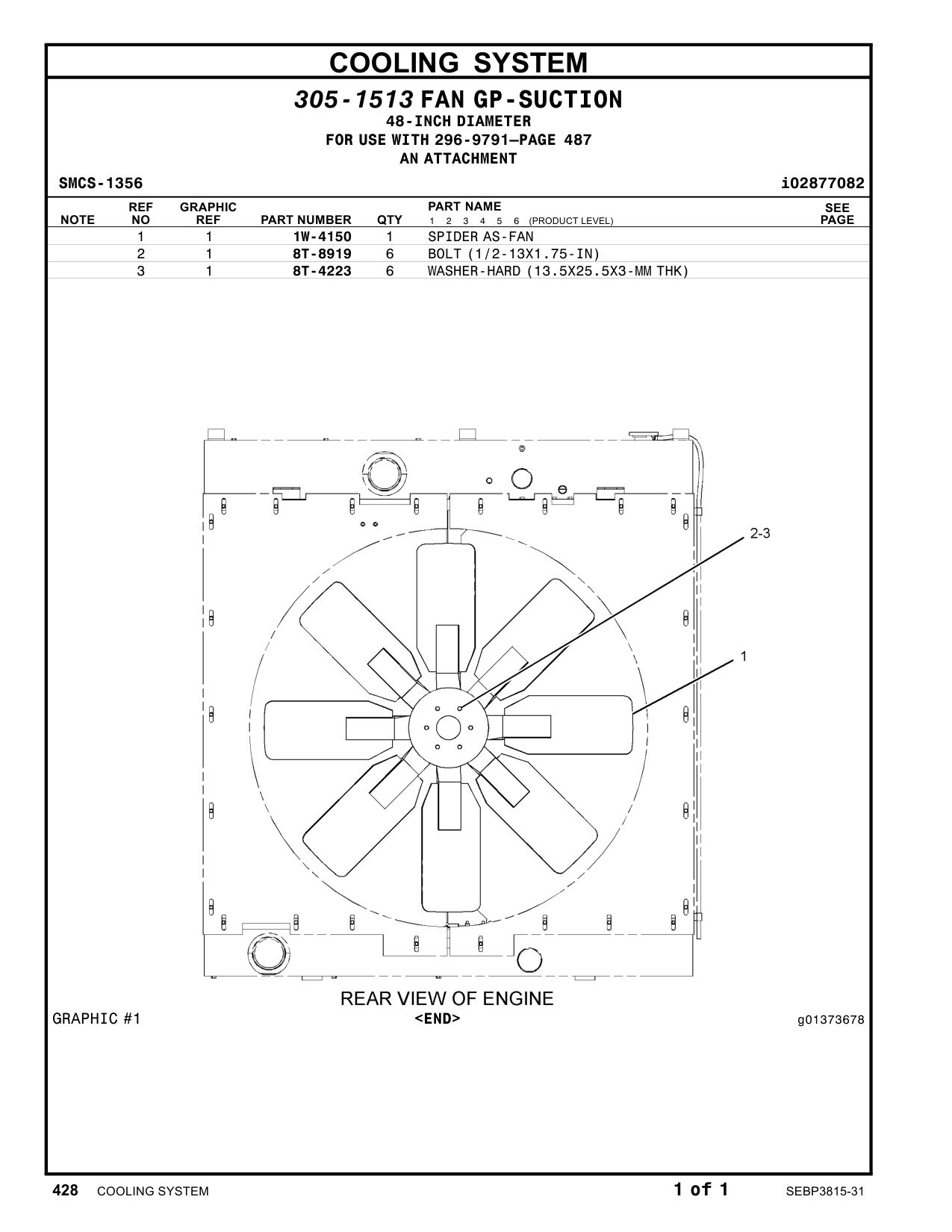 1W-4150 SPIDER AS-FAN (8-BLADE) CAT parts manual diagram