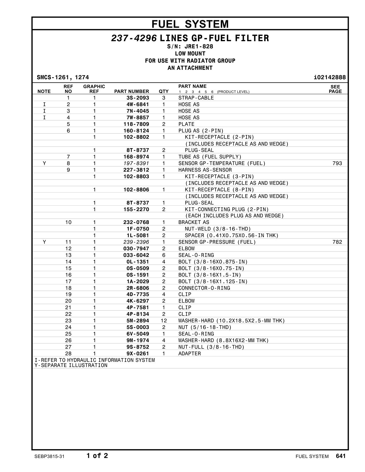 232-0768 BRACKET AS · S/N JRE1-828 CAT parts manual diagram