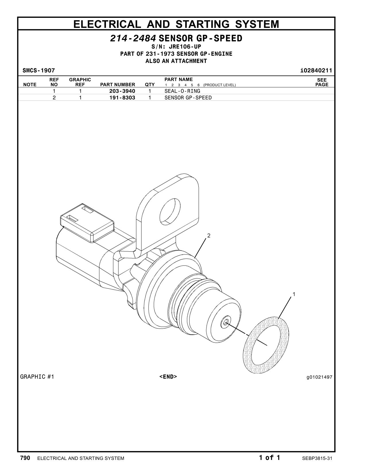 191-8303 - SENSOR GP-SPEED