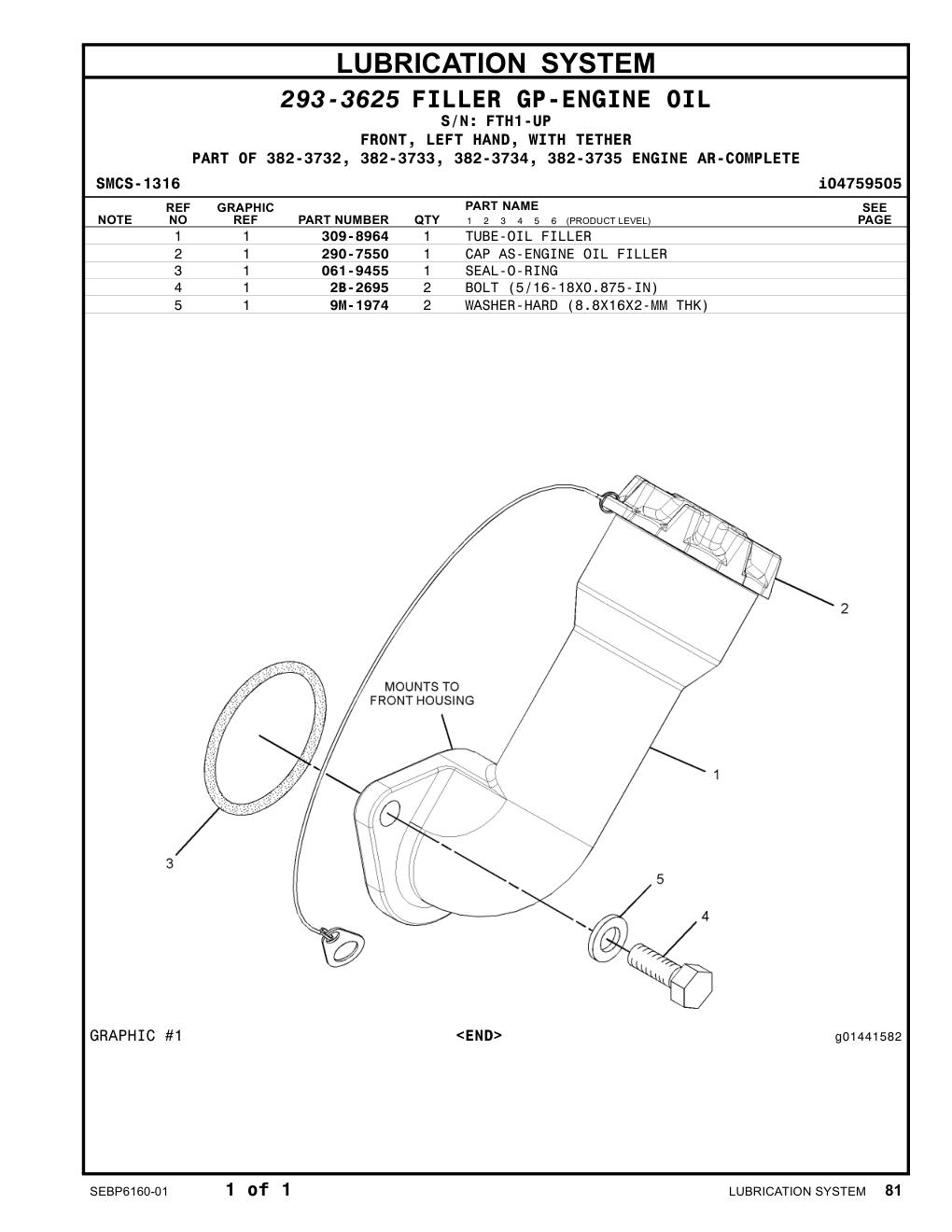 290-7550 CAP AS-ENGINE OIL FILLER · S/N FTH1-UP CAT parts manual diagram