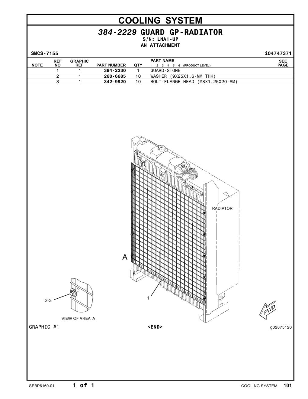 384-2230 GUARD-STONE · S/N LNA1-UP CAT parts manual diagram