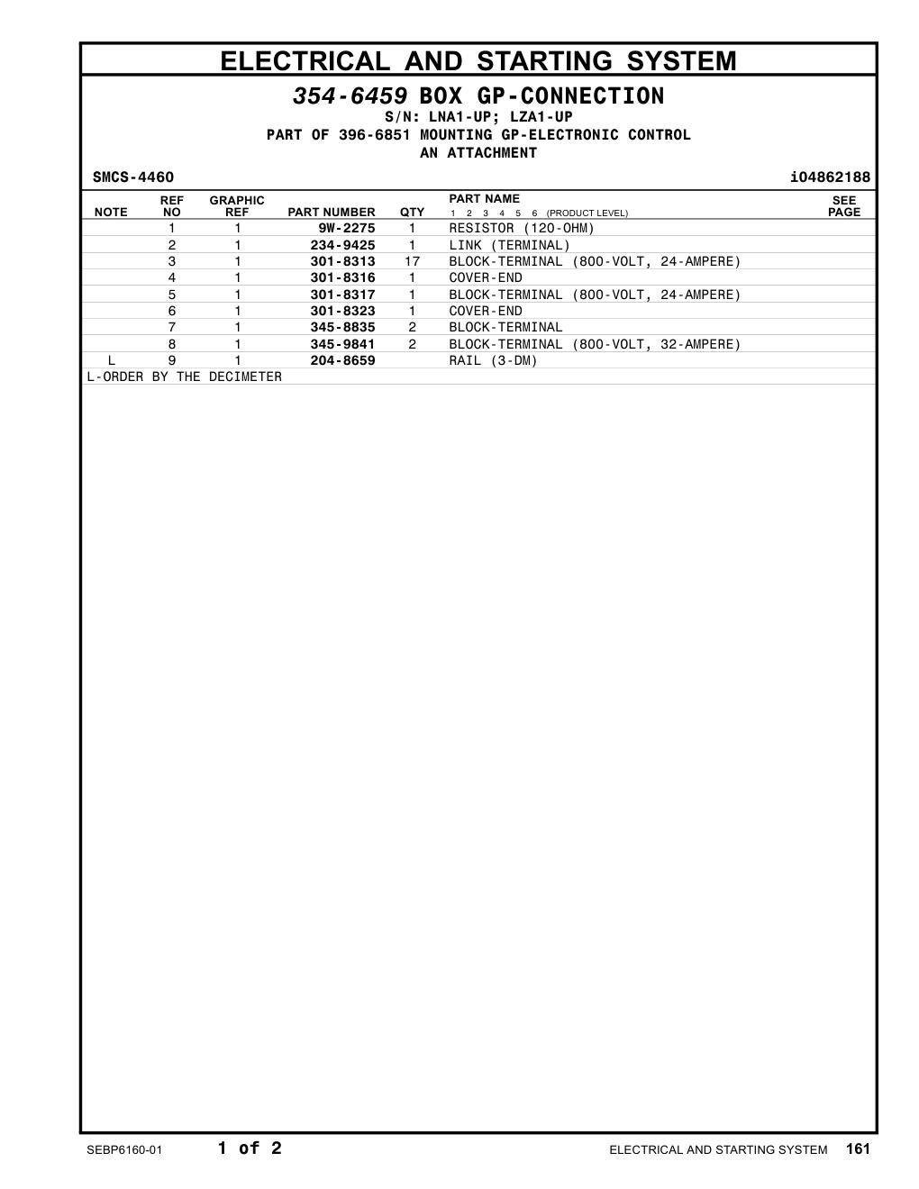 9W-2275 RESISTOR (120-OHM) CAT parts manual diagram