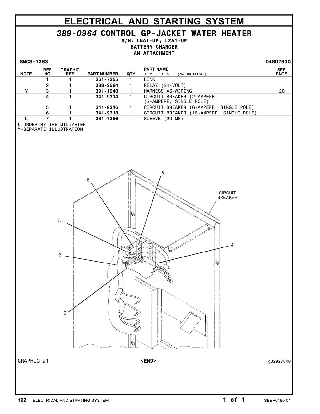 341-9318 CIRCUIT BREAKER (16-AMPERE, SINGLE POLE) CAT parts manual diagram