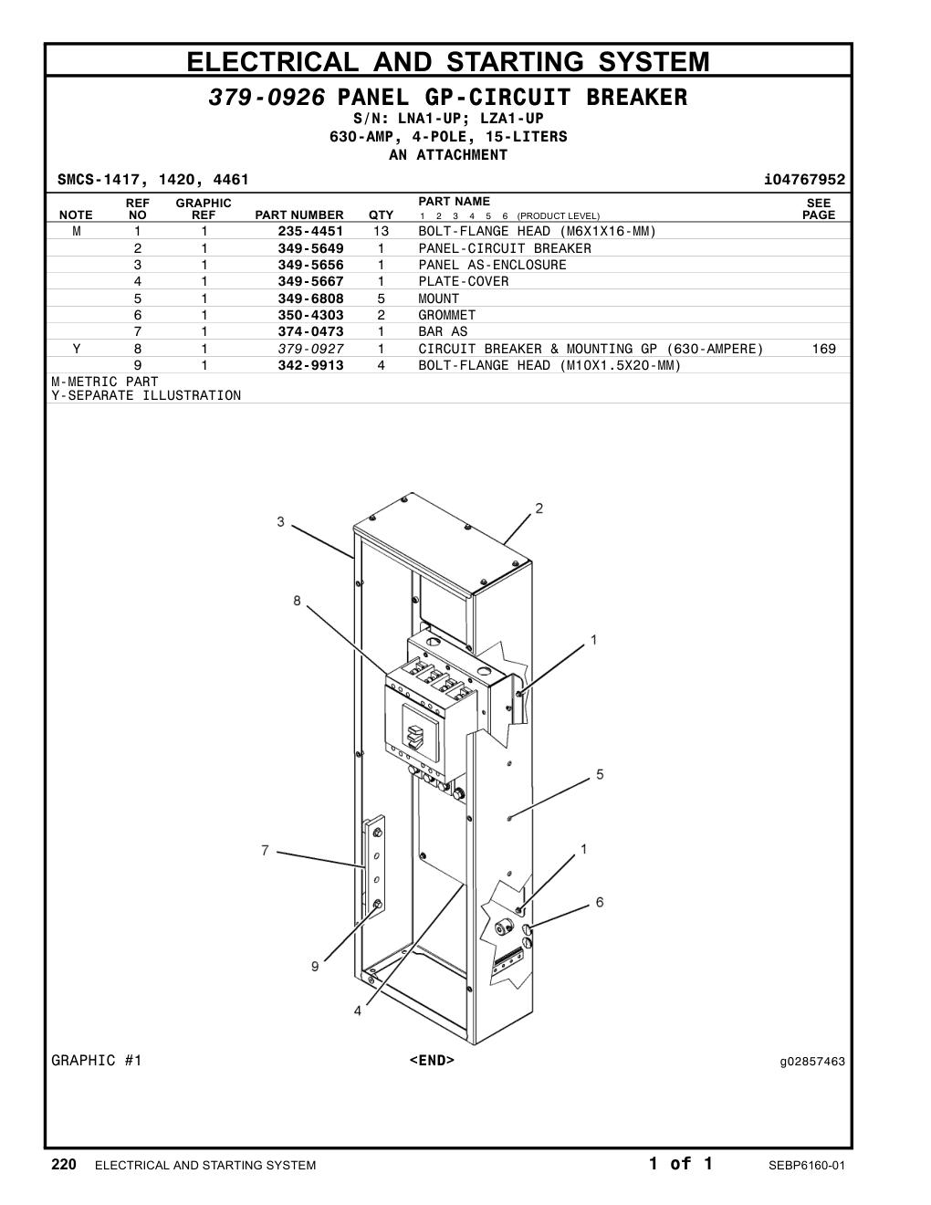379-0927 - CIRCUIT BREAKER & MOUNTING GP (630-AMPERE)