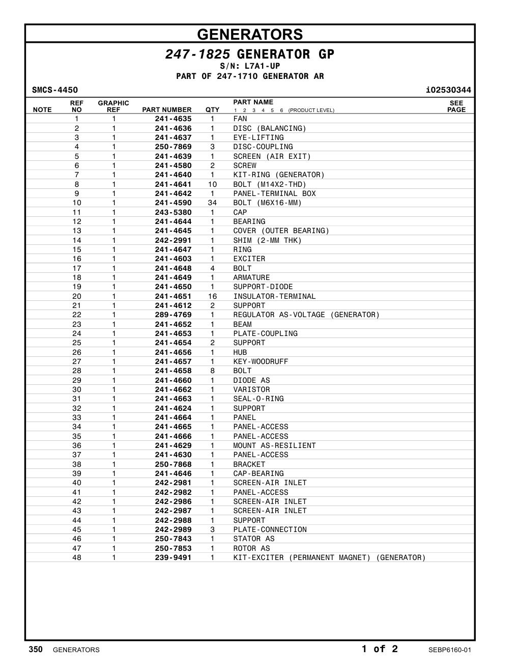 250-7853 ROTOR AS · S/N L7A1-UP CAT parts manual diagram
