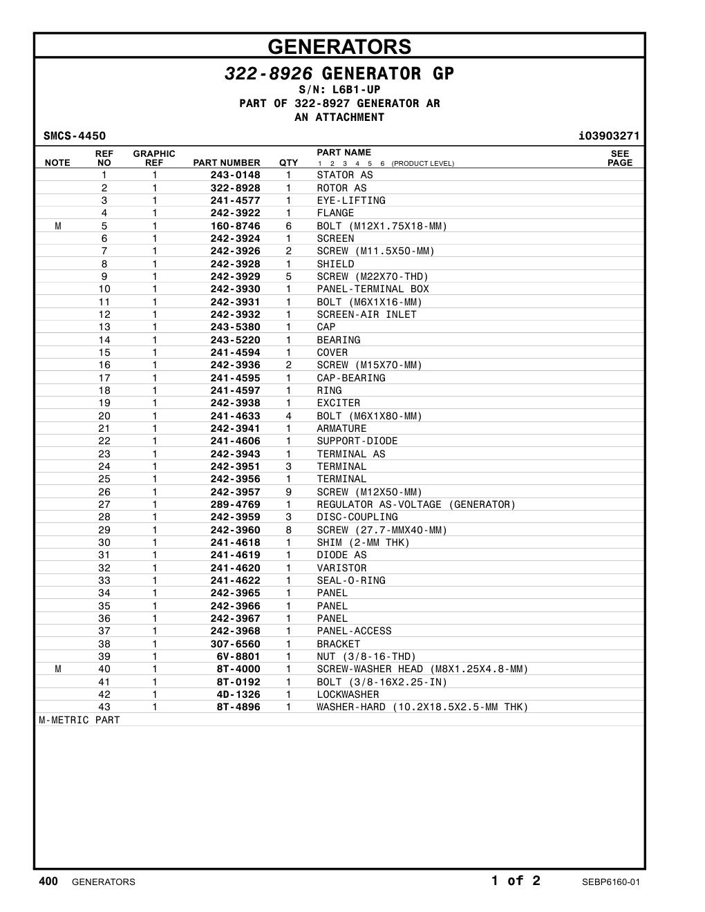 322-8928 ROTOR AS · S/N L6B1-UP CAT parts manual diagram