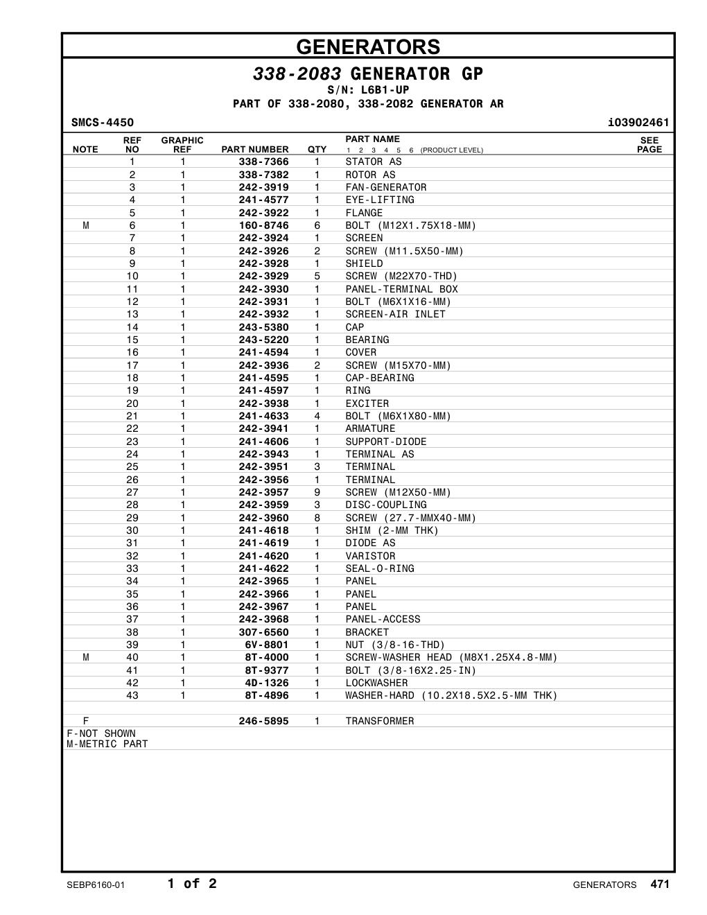 338-7366 STATOR AS · S/N L6B1-UP CAT parts manual diagram